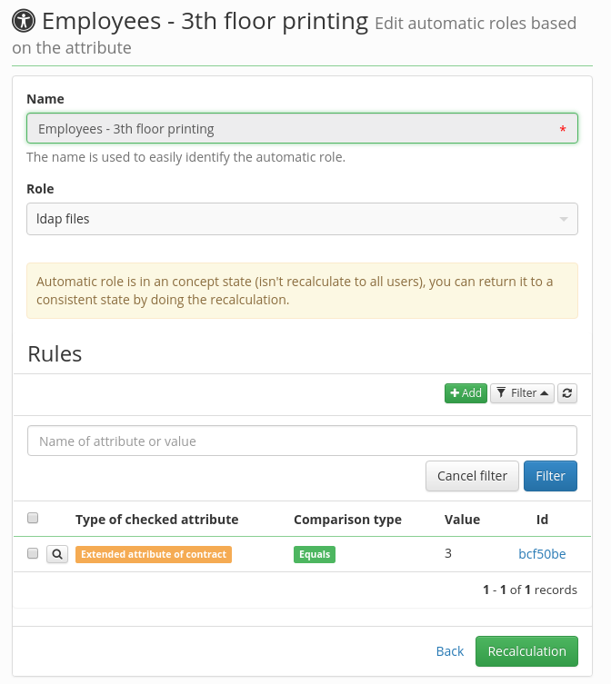  Concept of automatic role by attributes