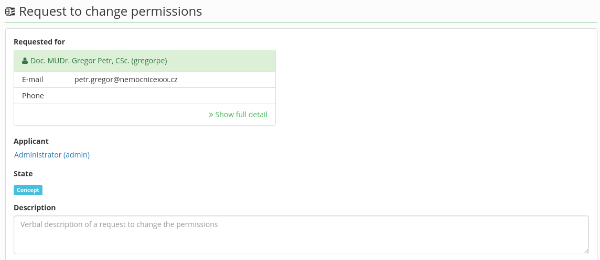  Role change request - user summary