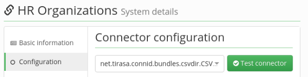 Connector configuration Connector configuration